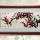 紅梅報(bào)春圖純銀銀畫(huà)批發(fā)零售個(gè)性定制純銀浮雕銀畫(huà)