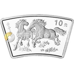 2002中國壬午（馬）年金銀紀(jì)念幣1盎司扇形銀質(zhì)紀(jì)念幣