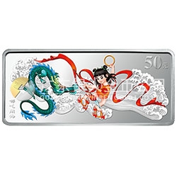 中國民間神話故事彩色金銀紀(jì)念幣(第2組)5盎司長方形彩色銀質(zhì)紀(jì)念幣