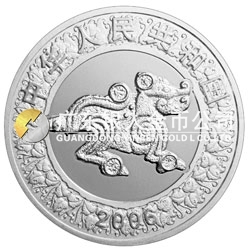 2006中國(guó)丙戌（狗）年生肖紀(jì)念幣1盎司圓形銀質(zhì)彩色紀(jì)念幣