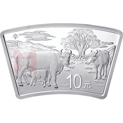 2021中國辛丑（牛）年金銀紀念幣30克扇形銀質(zhì)紀念幣